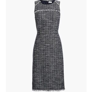 NWT J. Crew Tweed Fringe Sheath Dress, Size 0, Midi sleeveless